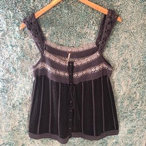 Free People Crochet Boho Size Medium Top EUC